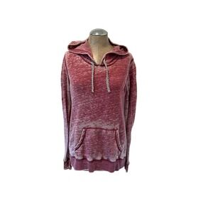 Billabong Womens Burnout Pullover Hoodie Red Mineral Wash Size M